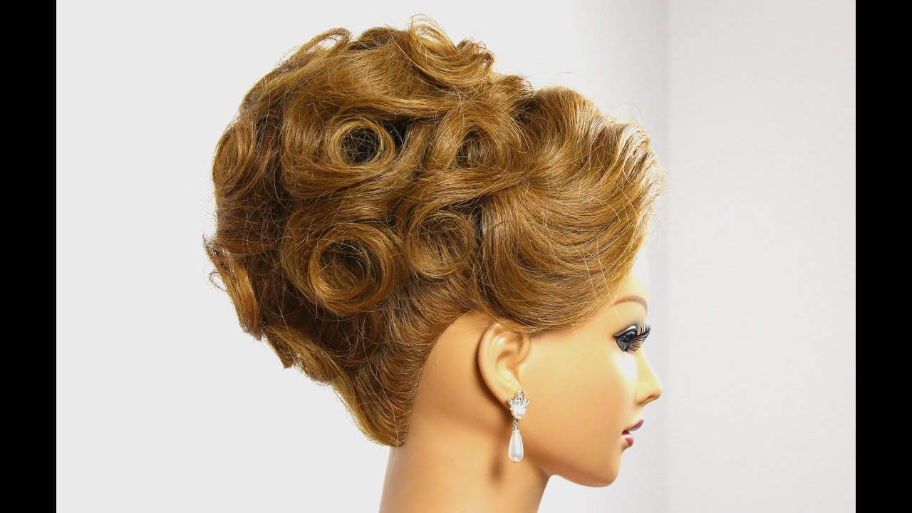 Bridal updo. Wedding hairstyle for medium hair tutorial