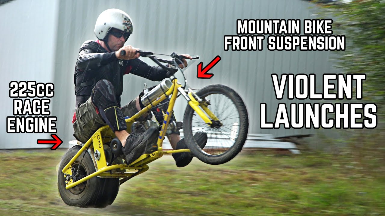We Turned our Big Tire Motorized Bicycle into a DRAG BIKE! Engine Swap + LAUNCH TEST!