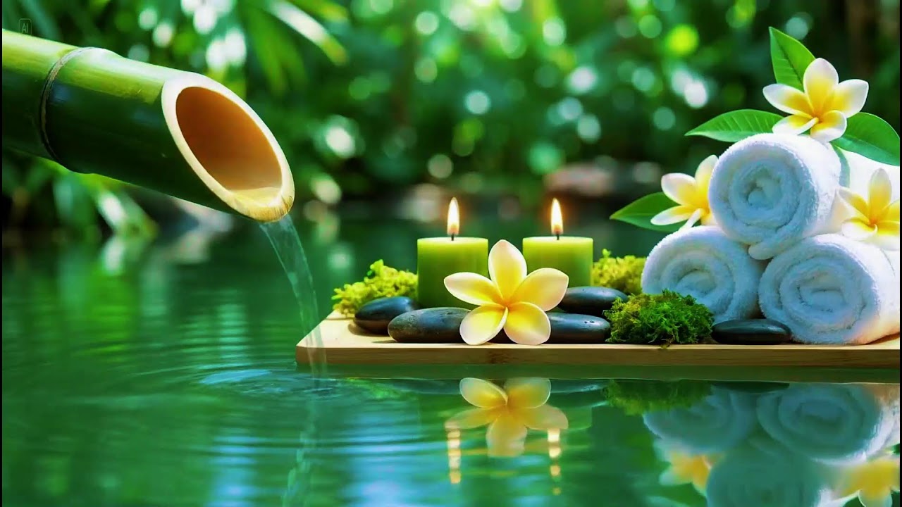 Relaxing Sleep Music with Bamboo Water Sounds 🌿Deep Sleep & Healing Music Anxiety Relief, Spa, Yoga