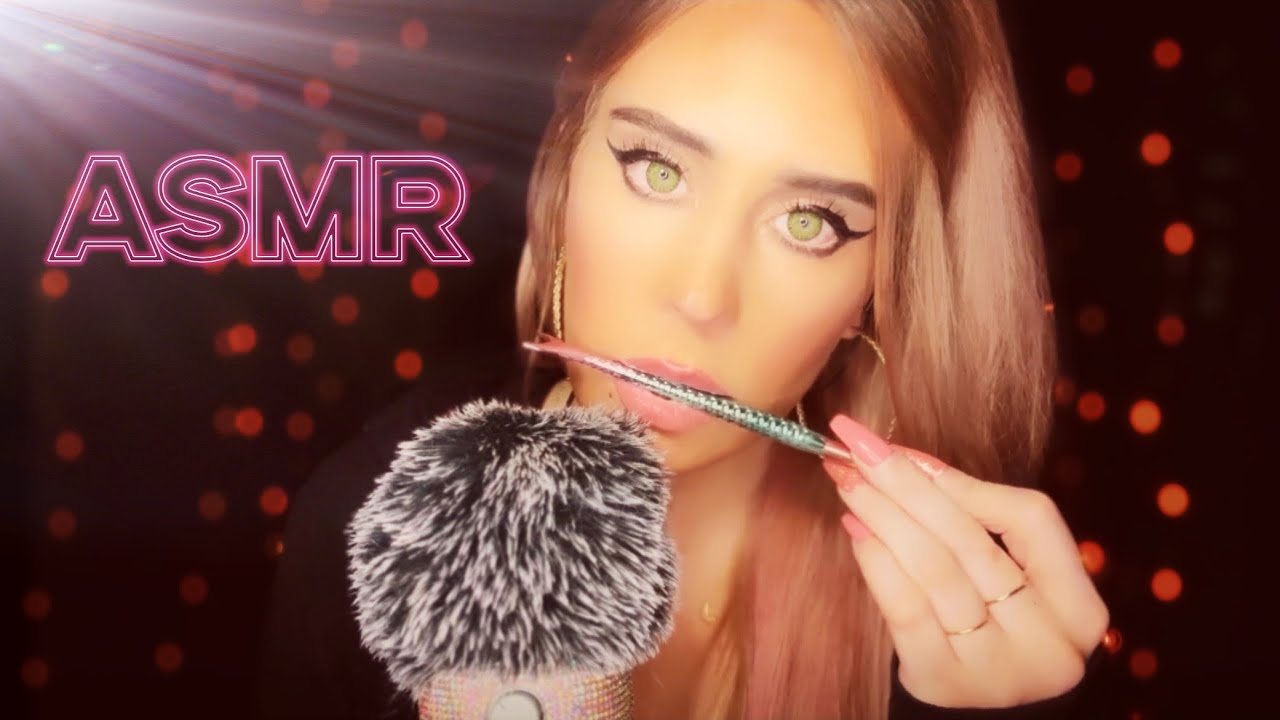 ASMR ✨ Mermaid & unicorn brushes on teeth & fluffy mic with mouth sounds (looped & echo added) ✨