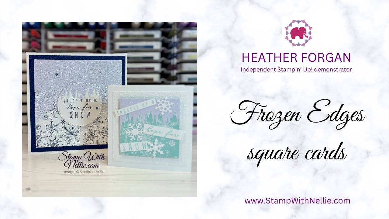 Sneak Peek at Stampin' Up!'s Frozen Edges stamps and dies bundle for square Christmas cards