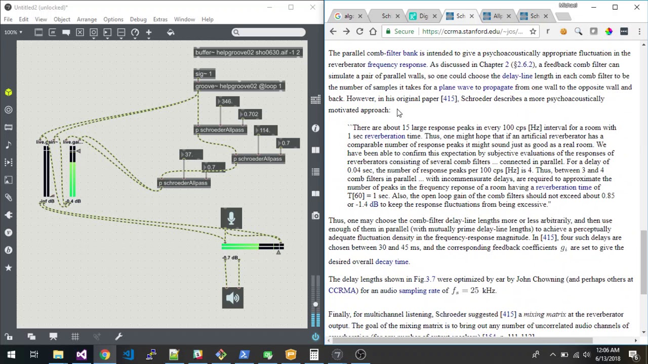 Implementing Schroeder Reverb in Max/MSP