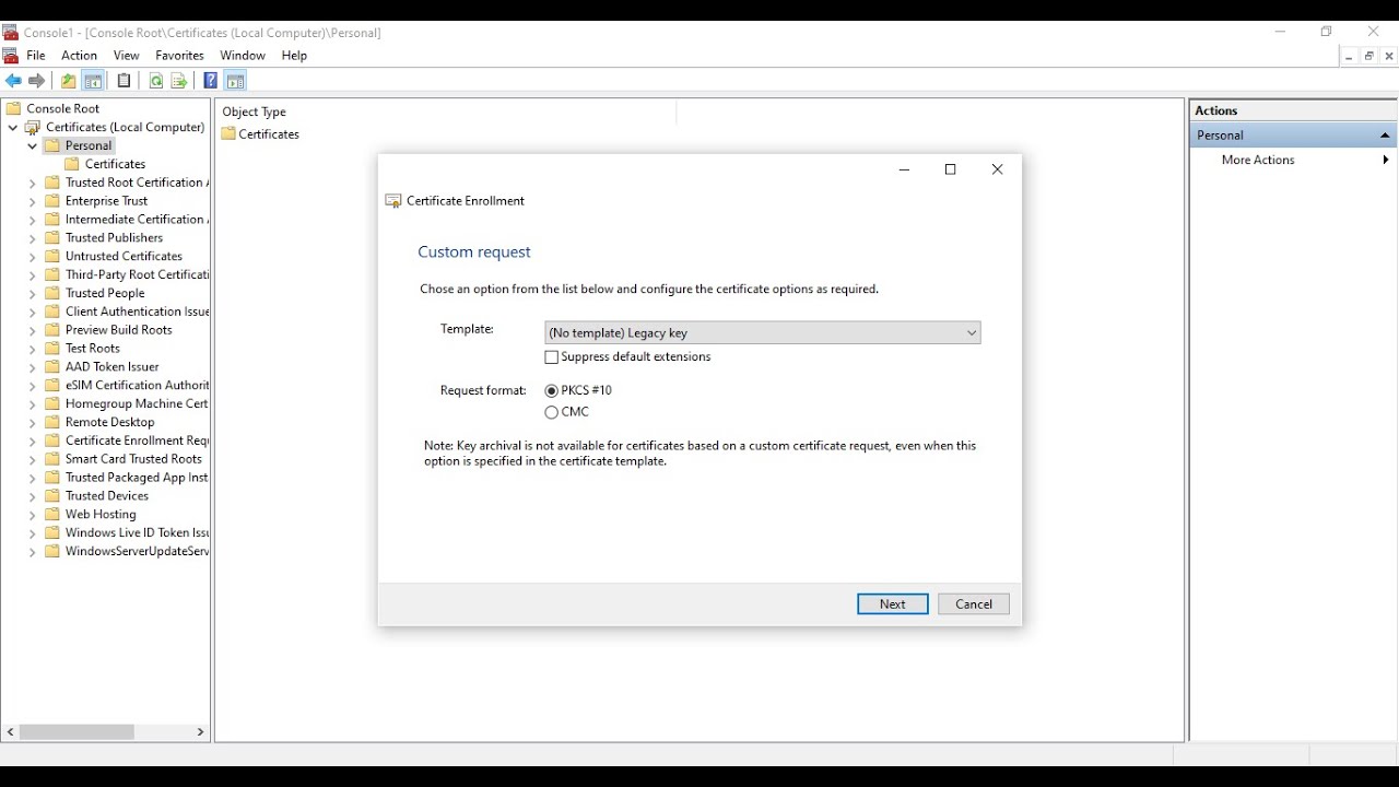 How to create Certificate Signing Request (CSR) in Windows 10