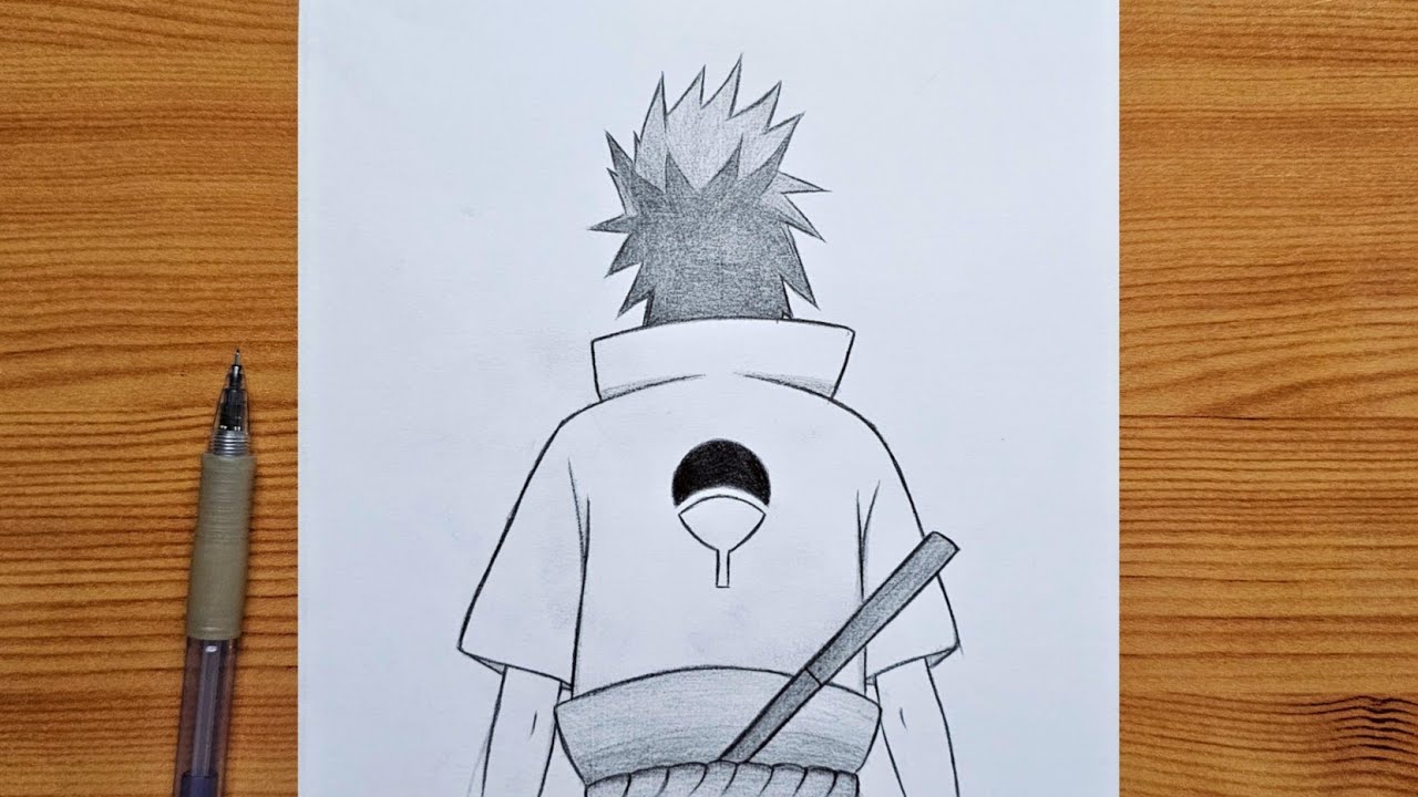 Naruto art : How to draw Sasuke Uchiha | Sasuke back view step by step | easy for beginners tutorial