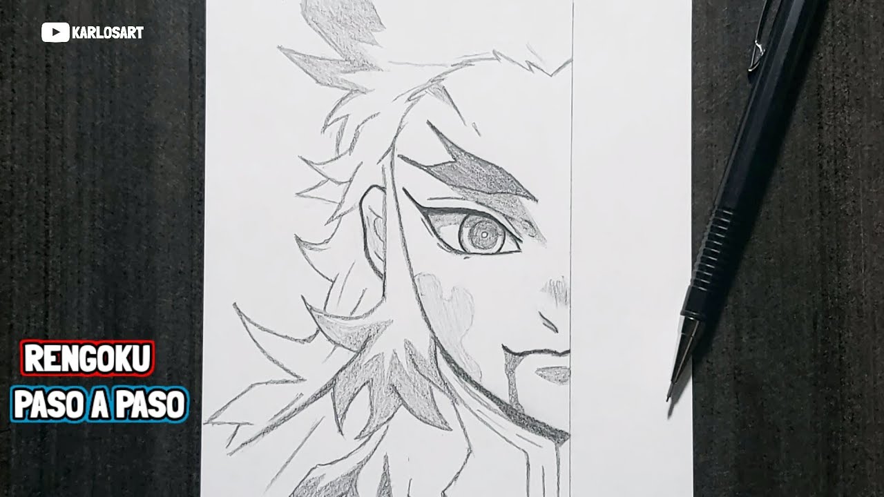 Como Dibujar A RENGOKU de ( Demon Slayer ) PASO A PASO Facil a Lápiz | how to draw rengoku / anime