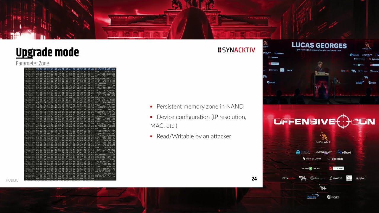 OffensiveCon24 - Lucas Georges - Open Sesame: Stack Smashing Your Way into Opening Doors
