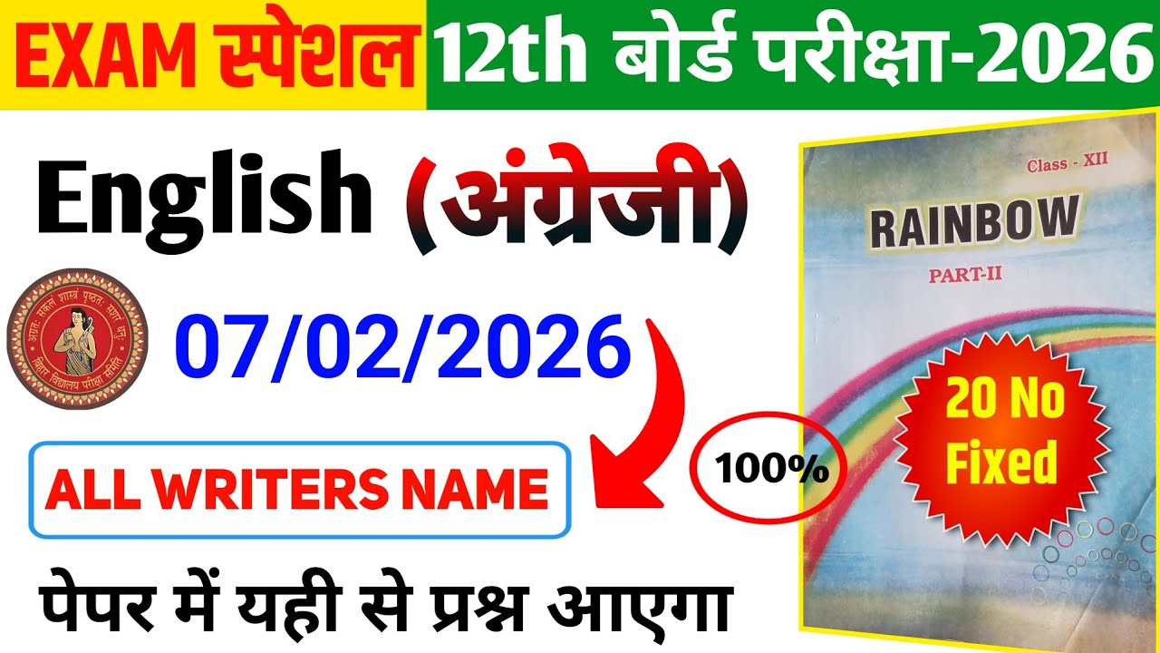 12th English Writer Names | Writer सभी नाम एक ही बार में याद ! | Bihar Board 12thEnglish Writer Name