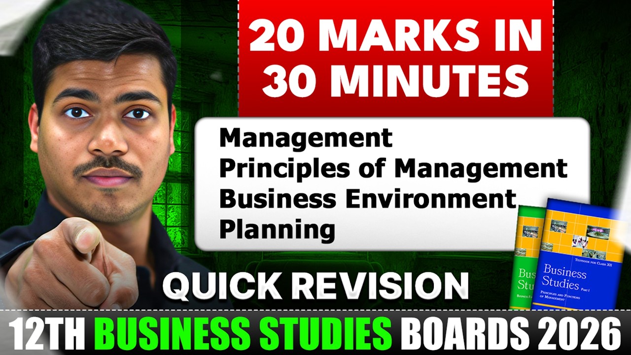 20 Marks in 30 Minutes | Quick Revision | Business studies Chapter 1 to 4 | Class 12 Board Exam 2026