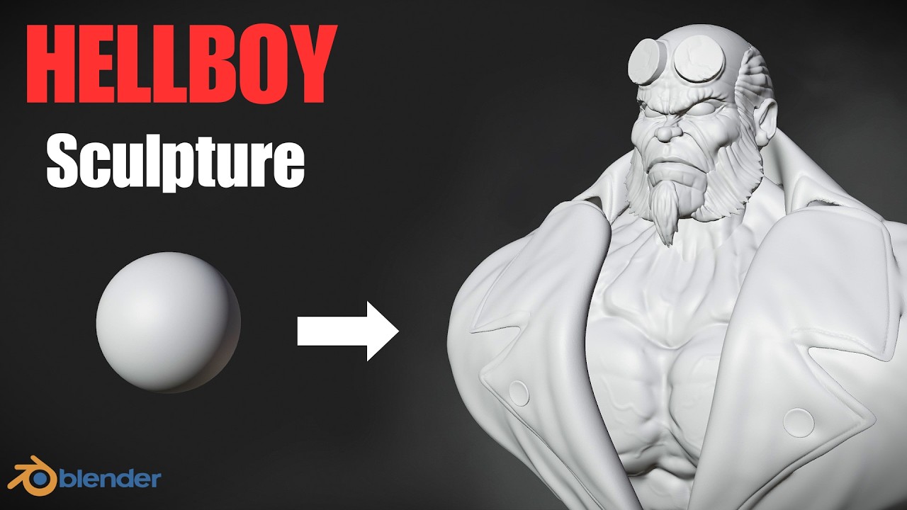 I Sculpted HELLBOY From a Sphere in 180 Minutes! 🔥 | Blender 3D