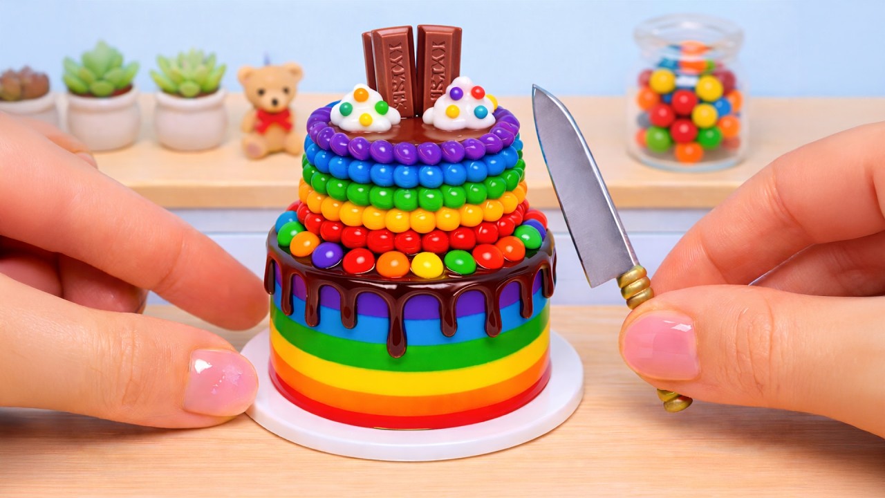 Colorful Rainbow Cake Recipe 🌈 Tasty Miniature Rainbow Chocolate Cake by Lotus Cakes