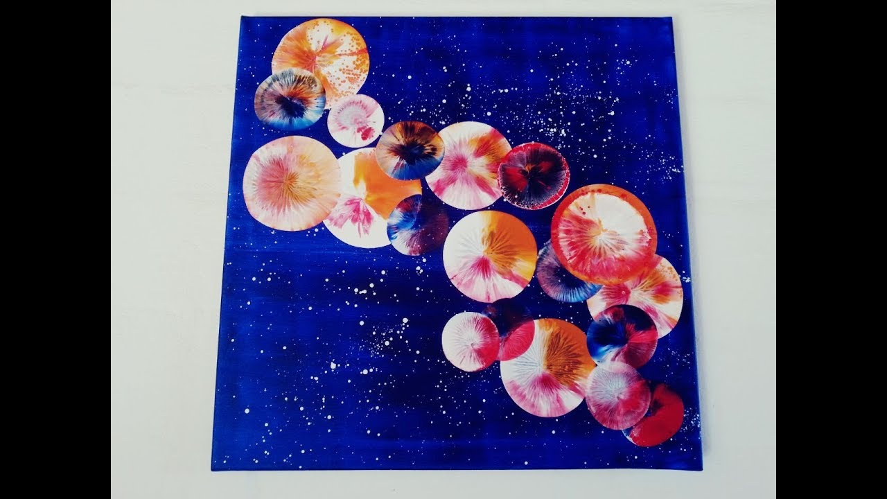Fliesstechnik mit Luftballon - fluid acrylic technique with balloons - Acrylmalerei für Anfänger