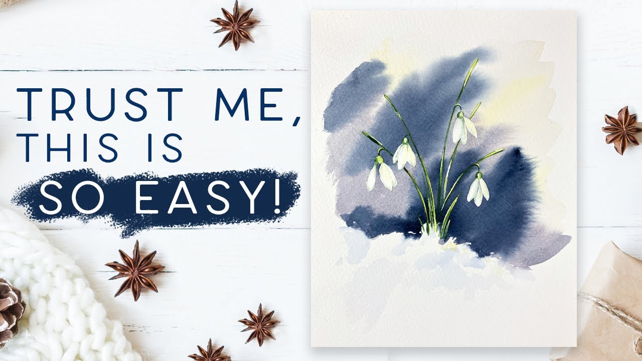Easy Watercolour Snowdrops In The Snow