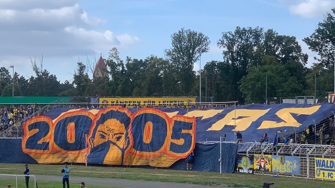 1. FC Lok Leipzig - FC Schalke 04, 17.08.25 - Choreos und Pyro zu 20 Jahre Blue Side Lok
