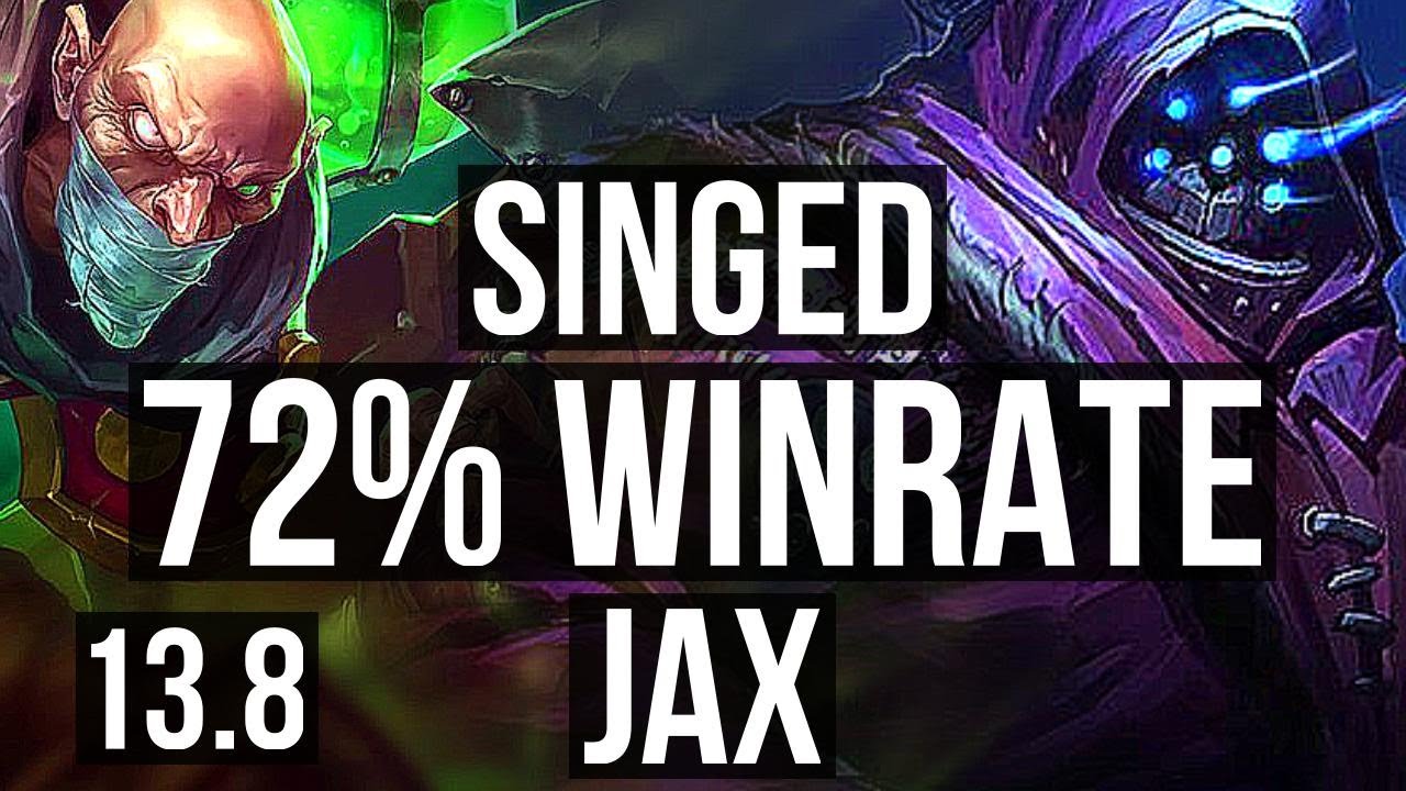 SINGED vs JAX (TOP) | 72% winrate, Rank 9 Singed, 6/1/0, Dominating | KR Master | 13.8