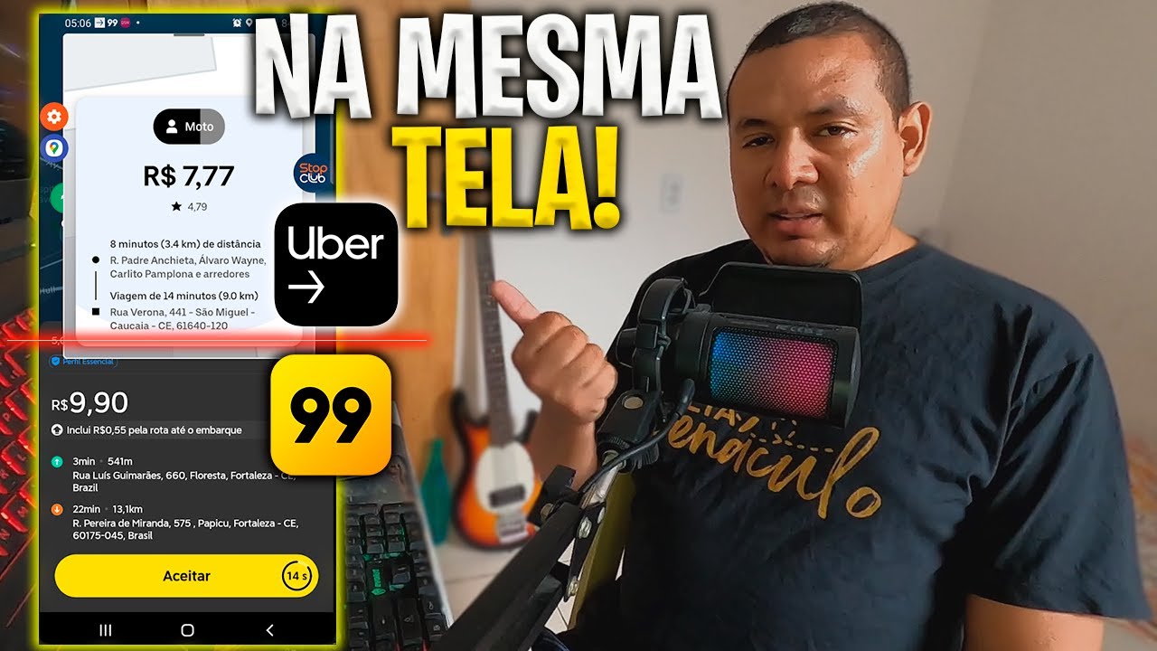 99 MOTO E UBER MOTO AO MESMO TEMPO NA TELA DO SMARTPHONE
