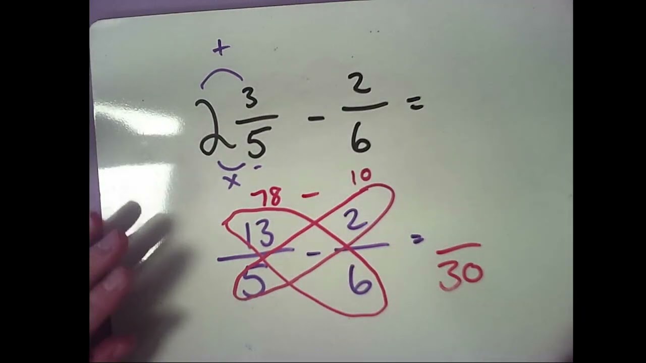 Subtracting fractions from a mixed number