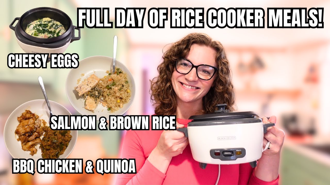 SINGLE SERVING BREAKFAST, LUNCH & DINNER IN MY RICE COOKER! EGGS, SALMON & BBQ CHICKEN FOR ONE!