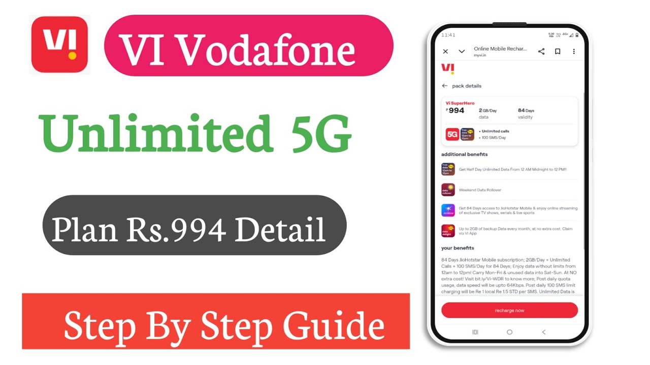 VI Vodafone Rs994 Unlimited 5G Recharge Plan With Jio Hotstar All Details 