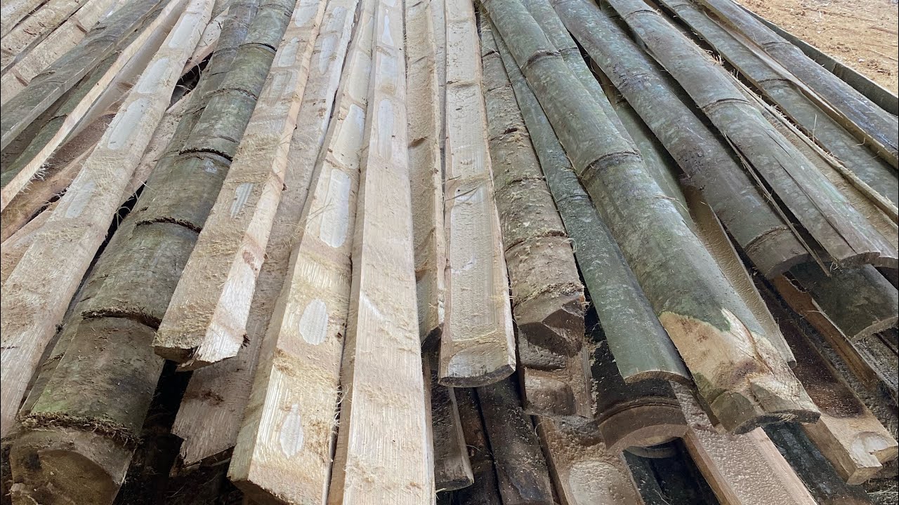 proses pembuatan usuk dan reng dari bambu petung