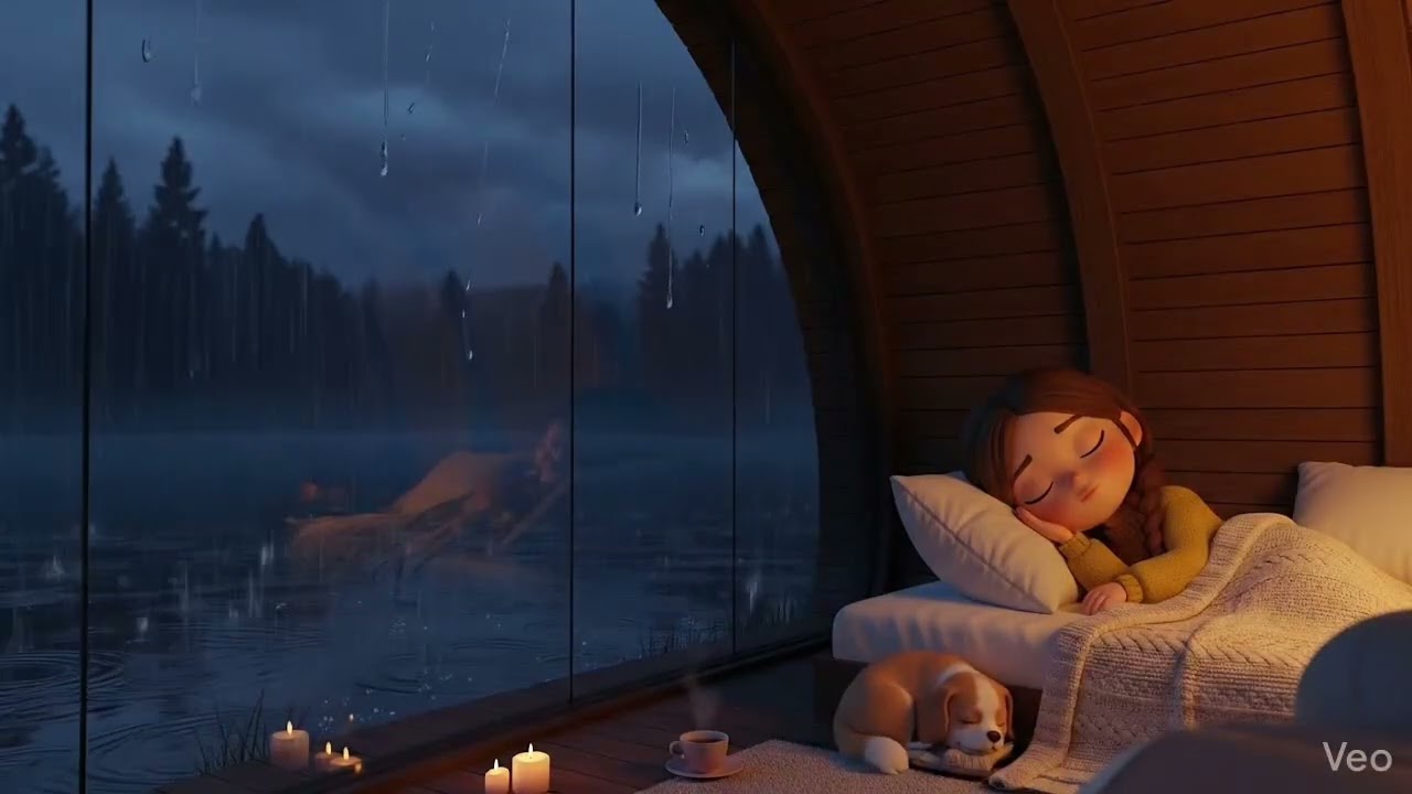 Rainy Lake Cabin 🌧️ 15 Minutes Deep Sleep Rain Sounds | Cozy Night Ambience