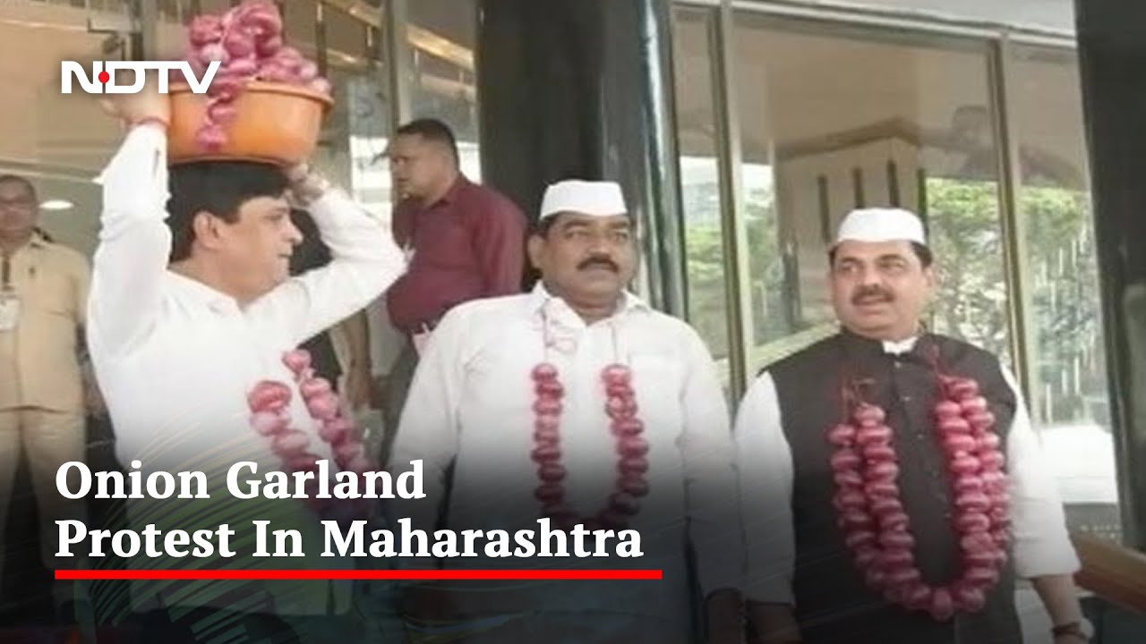 Onion Garland Protest In Maharashtra Over Steep Fall In Prices