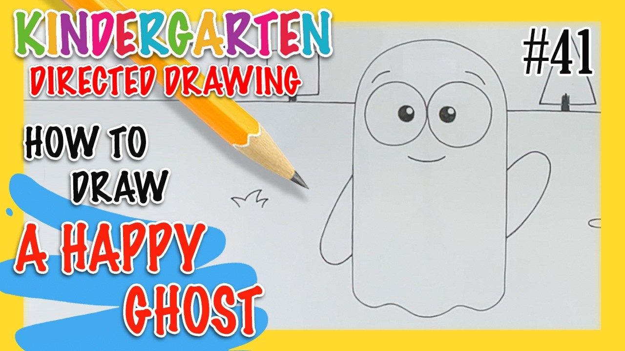 Fun Drawing & Learning for Kids! How to draw a HAPPY GHOST! For ages 4 - 6yrs - Super Easy DIY