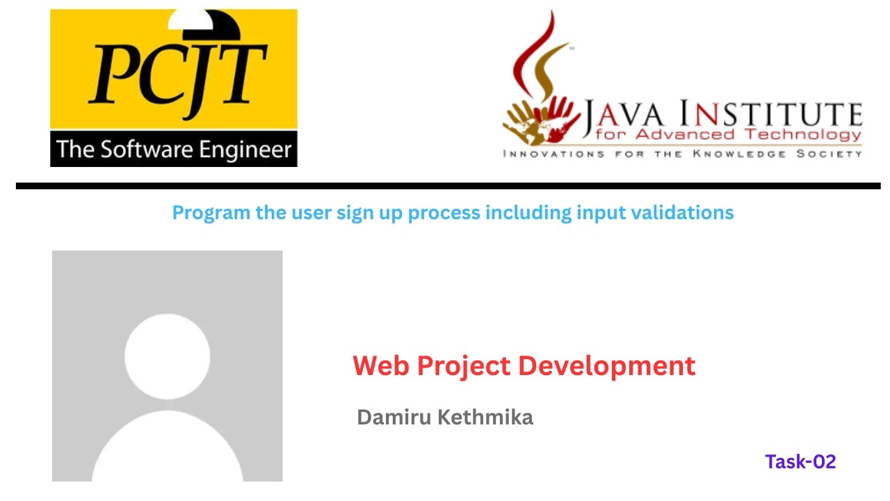 sign up process | Web Programming I | Java Institute