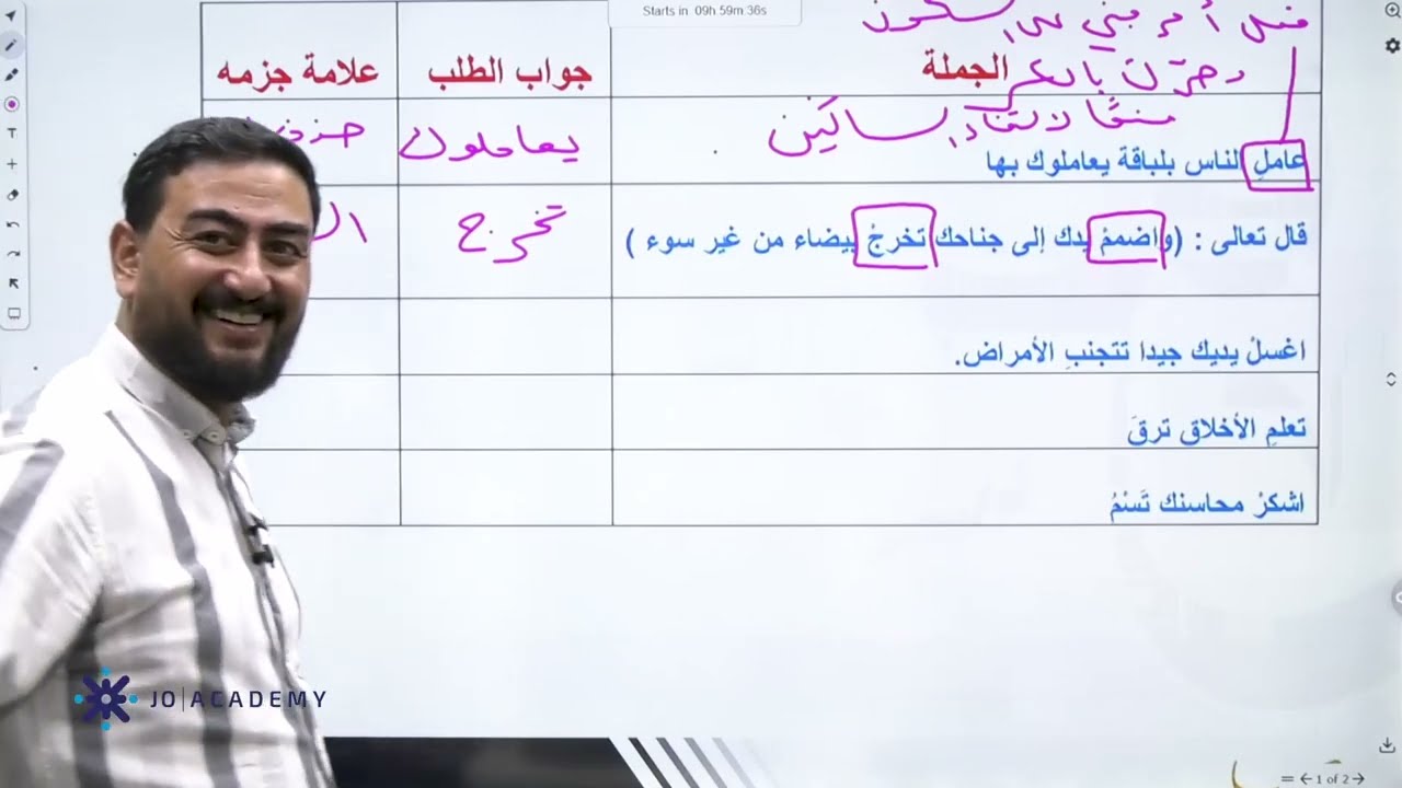 حل ورقة عمل أسلوب الطلب وجوابه المجزوم - أ. يوسف أبو الرب - 