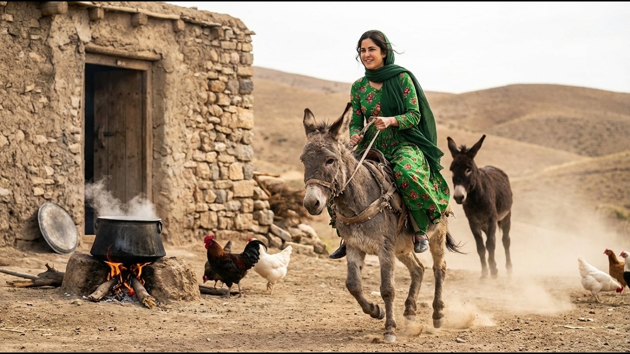 Village Life In Iran |Amazing Cooking & Donkey Riding By Girl