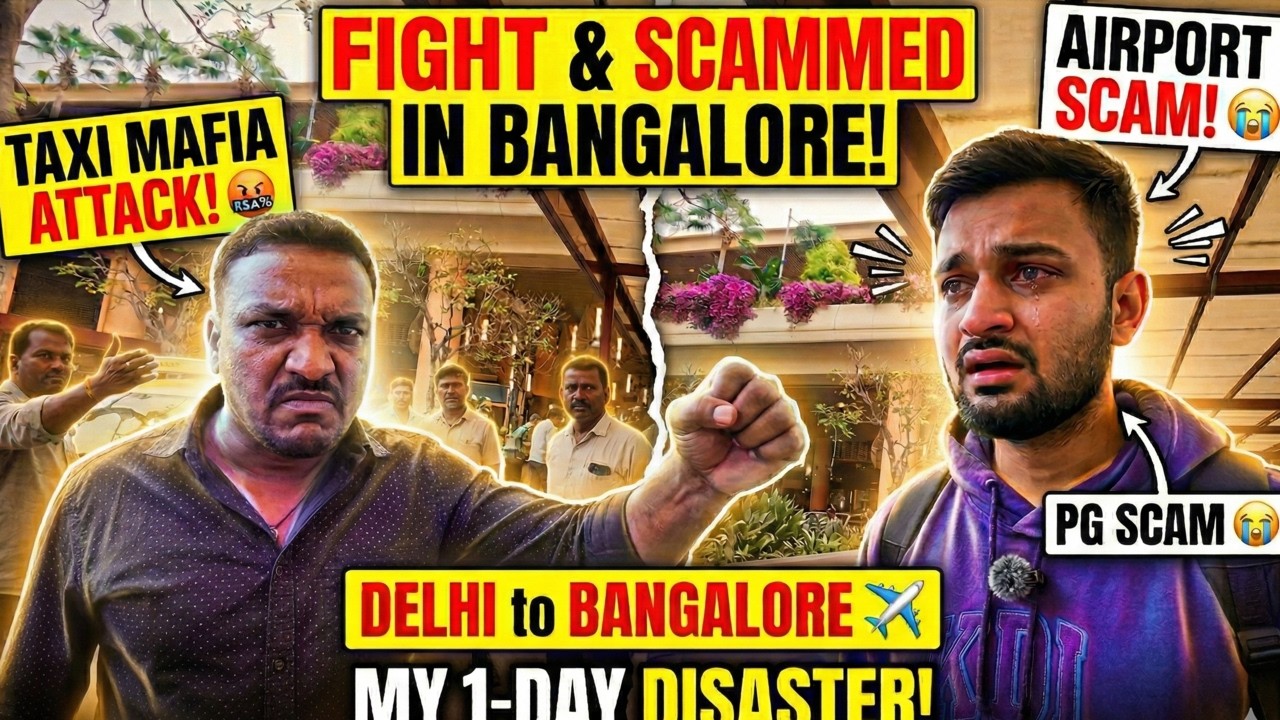FIGHT with Taxi Mafia at Airport🤬 Delhi to Bangalore ✈️ SCAMMED for PG in Bangalore 😭