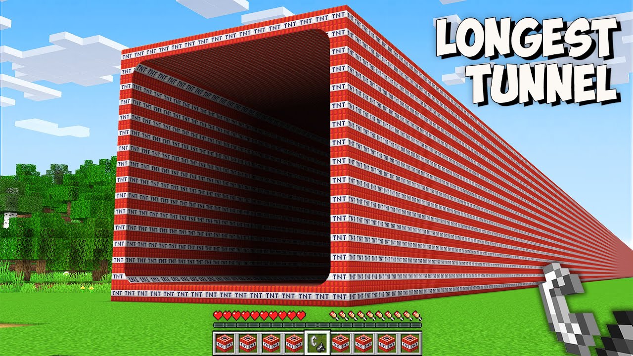 I found THE LONGEST TNT TUNNEL in Minecraft! This is THE BIGGEST TUNNEL of 999.999 TNT!