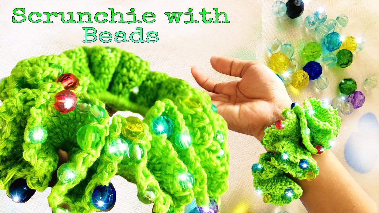 Crochet Tutorial- Scrunchie with beads