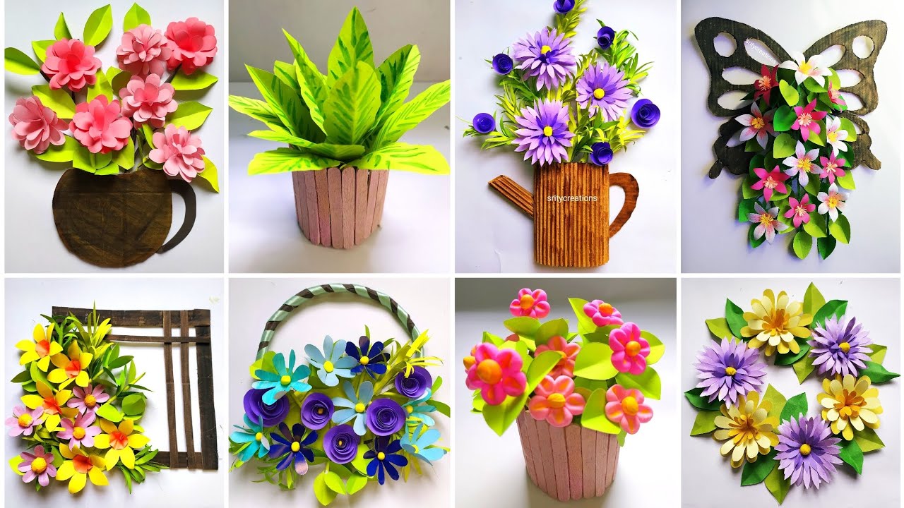 8 best wallmate | paper flower wallhanging | room decoration idea | some beautiful DIY craft 