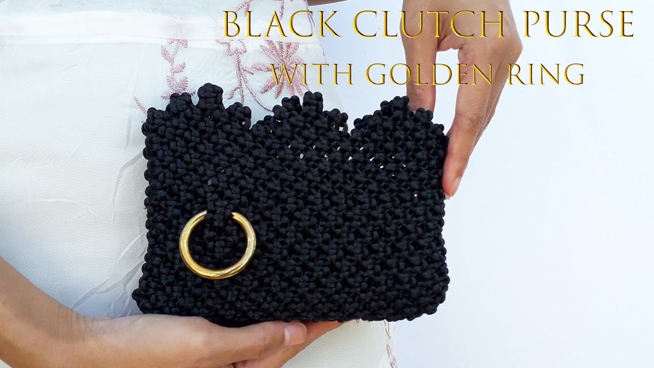 Macrame Tutorial : Simple Black Macrame Clutch Purse For Beginner Part 1 | Tutorial Dompet Satin