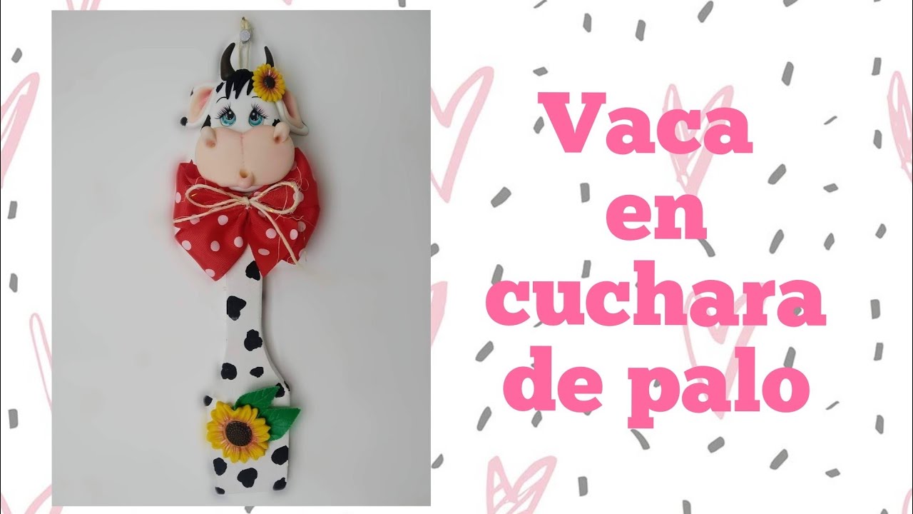 Vaca en cuchara De Palo🤗🤗 #porcelanafria #vaca #manualidades