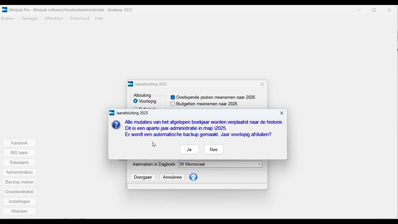 Jaarafsluiting | Boekhouden hoe kan ik een jaar afsluiten in Minipak Boekhouding