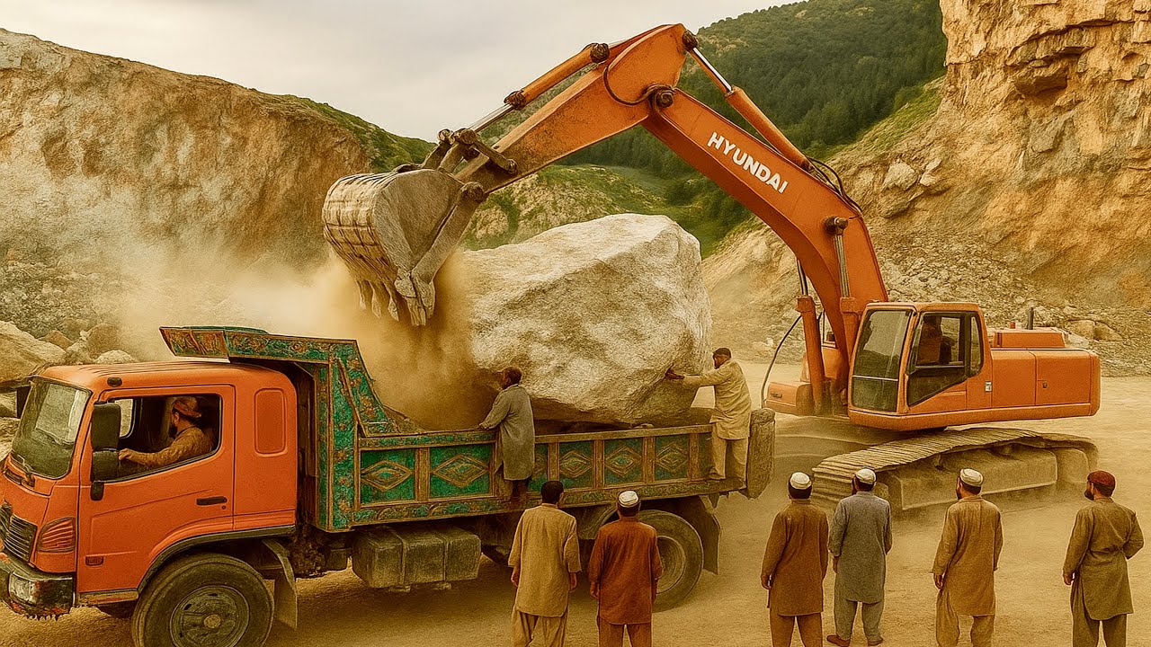 Top2 Unbelievable Mountain Stone Loading & Marble Factory Work | Huge Trucks & Heavy Machinery