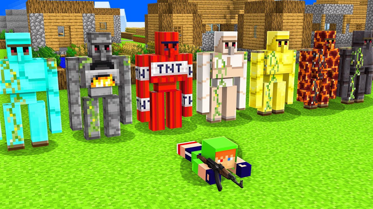 100 НОВЫХ ГОЛЕМОВ ДЛЯ ЗАЩИТЫ ДЕРЕВНИ В MINECRAFT!!