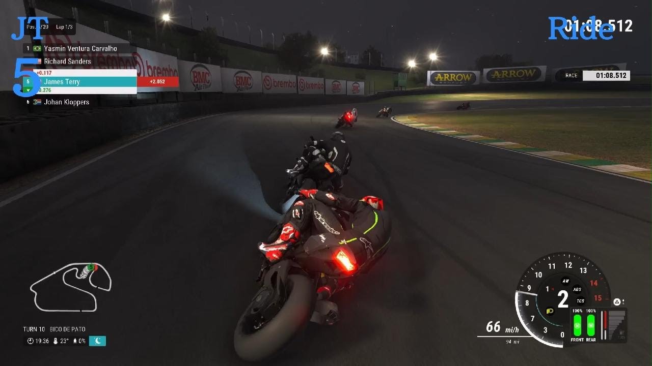 RIDE 5-PS5-Interlagos GP Circuit Race #4-James Terry In Night All Kawasaki H2 H2R Battle Royale