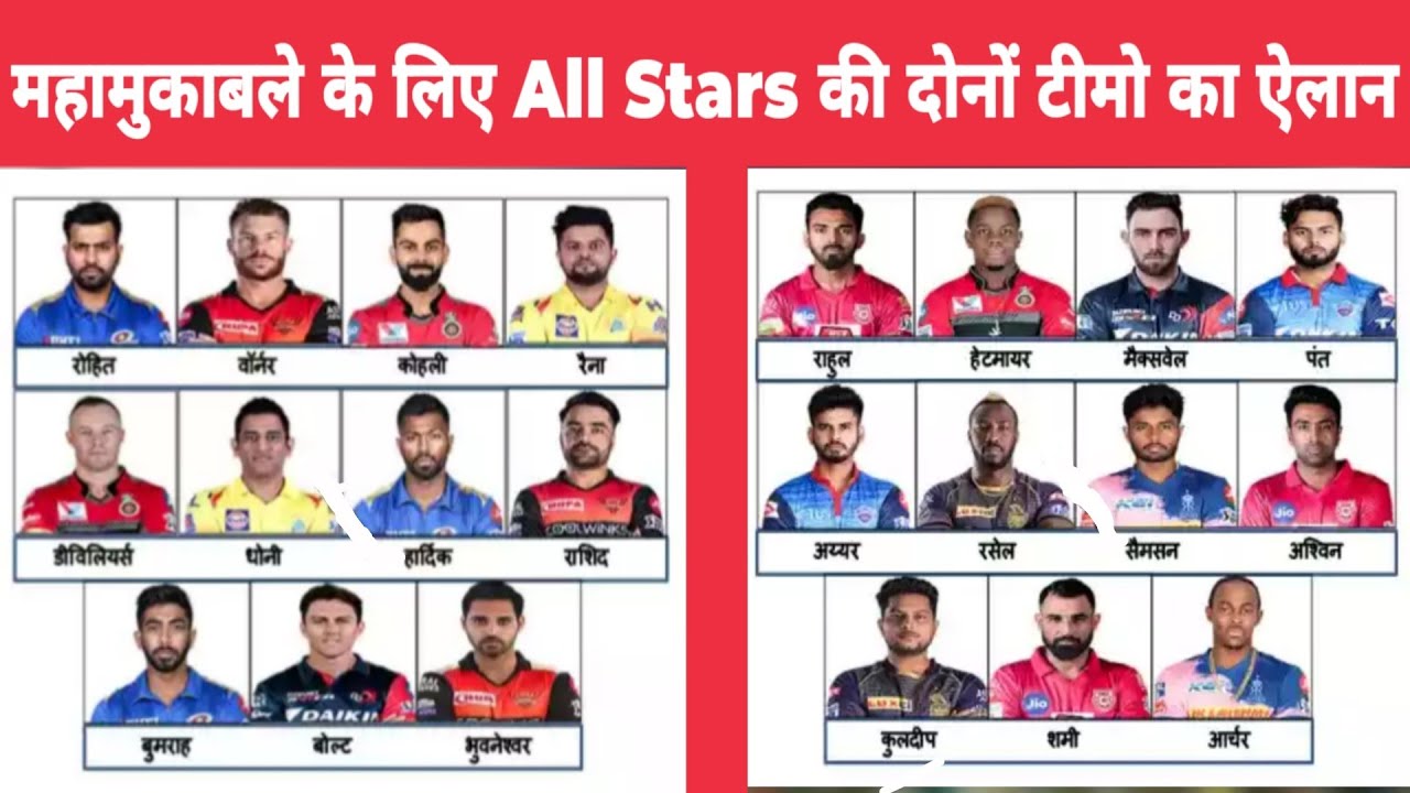 IPL 2020 - All Stars XI Match Playing 11, Schedule & Team Squads | 2020 IPL Stars Match
