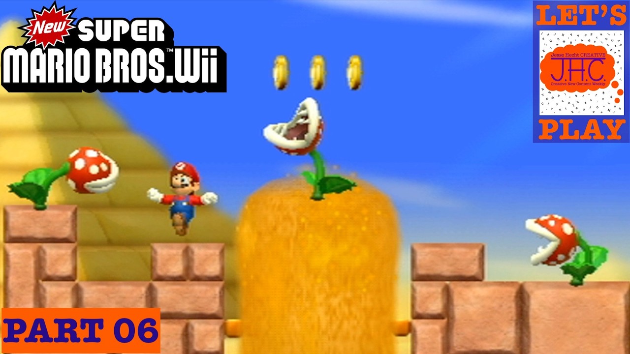 SAND PIRANHA? Let's Play New Super Mario Bros Wii PART 06 Bowser Junior Koopaling Propeller Penguin