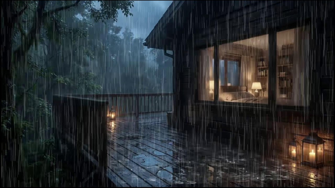 Cozy Forest Cabin Rain at Night 🌙 Relaxing Rain Sounds for Deep Sleep & Stress Relief
