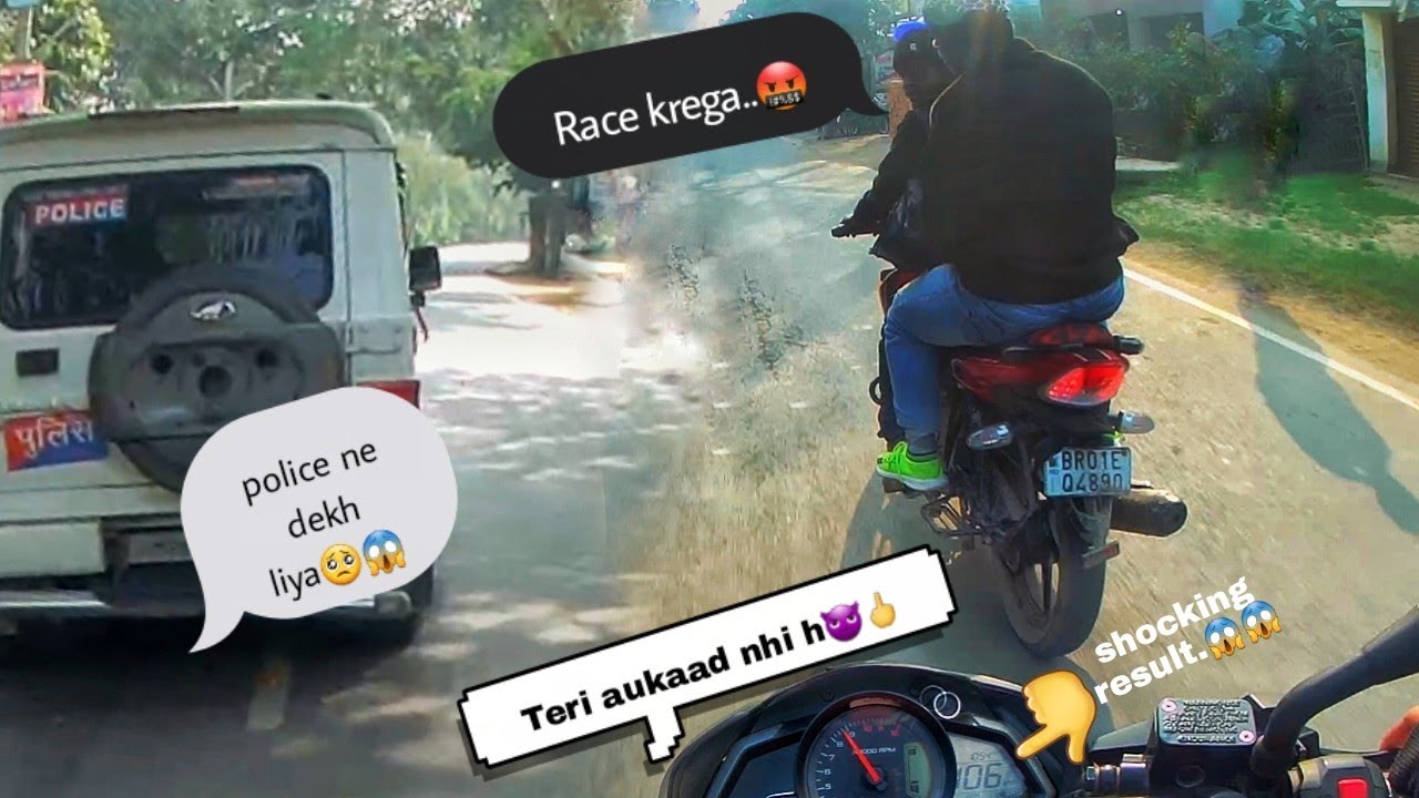 Chapri Boy 🤣 Wants To Race With Me🤬🖕‼️.police ne dekh liya🥺😱..‼️PulsarNs Vs Apache😱.
