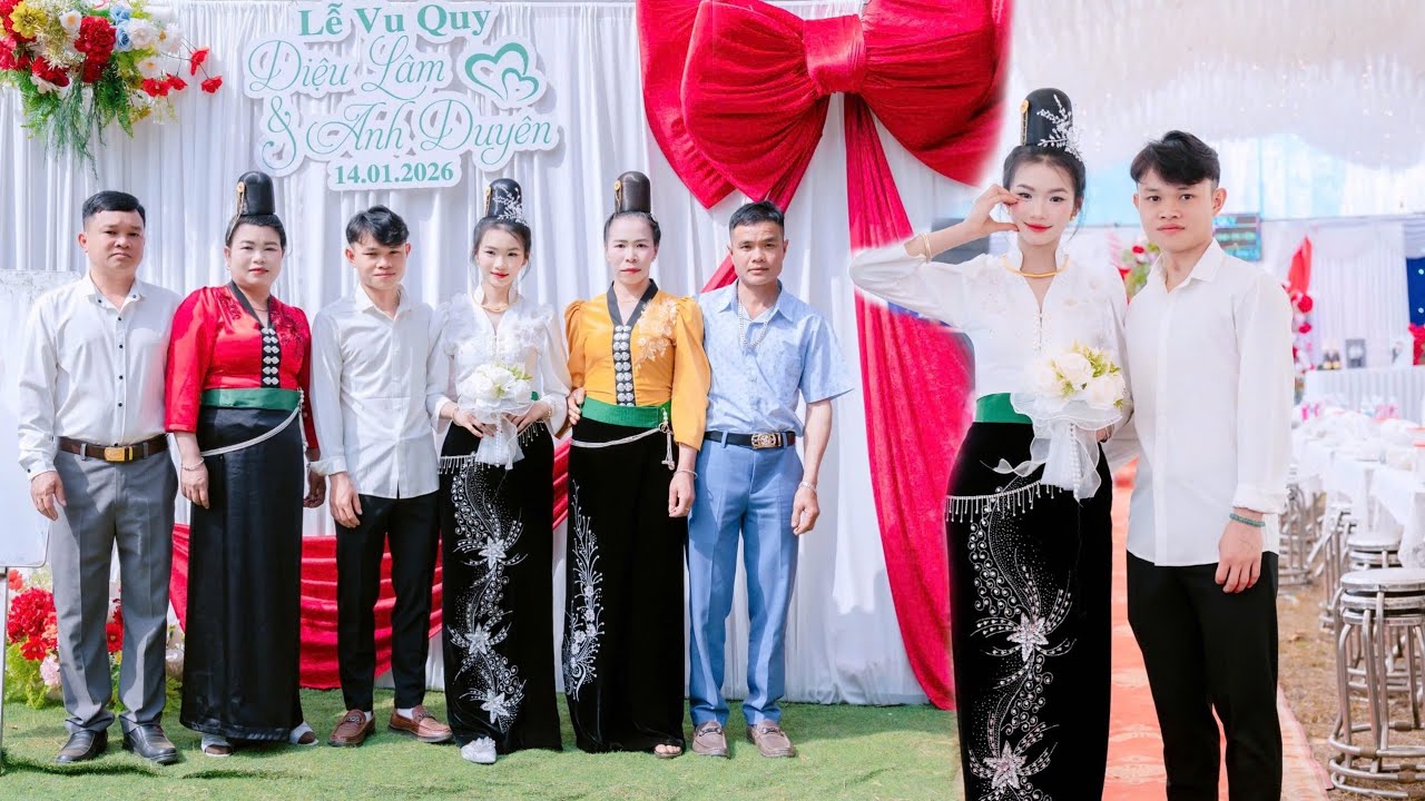 TOÀN CẢNH ĐÁM CƯỚI NGƯỜI THÁI ĐEN BẢN HUỔI KÉP CÔ DÂU DIỆU LÂM & CHÚ RỂ ANH DUYÊN