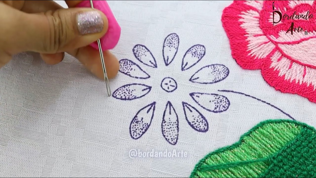 BORDADO FANTAS&Iacute;A PUNTADAS F&Aacute;CILES PARA FLORES PEQUE&Ntilde;AS | HAND EMBROIDERY EASY STITCH UNIQUE DESIGN
