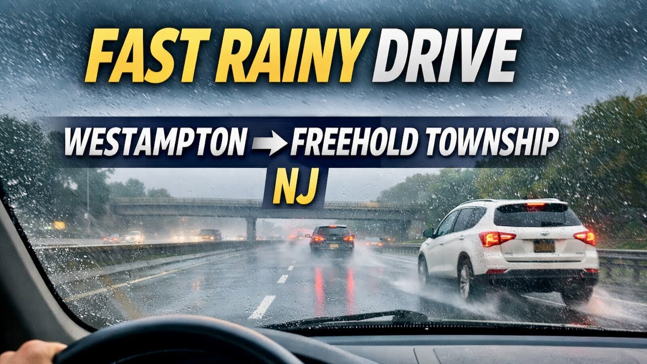 High-Speed Rain Drive | Westampton to Freehold Township, New Jersey