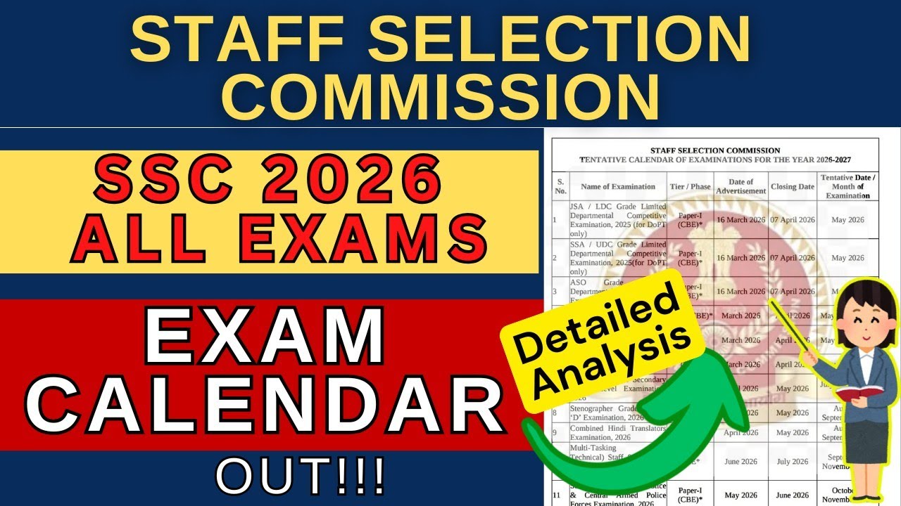 SSC 2026 EXAM CALENDAR RELEASED 