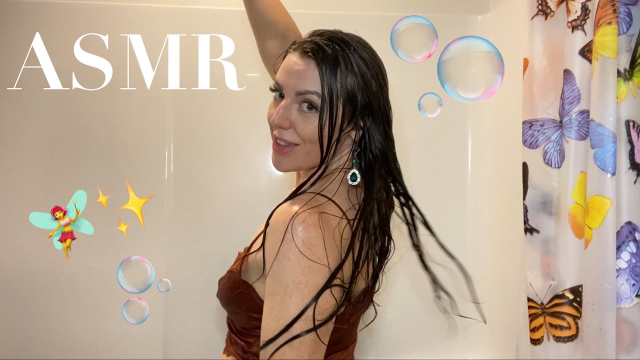 asmr HAIR PLAY | hair washing, shower + water sounds, and whispering to u for RELAXATION and SLEEP