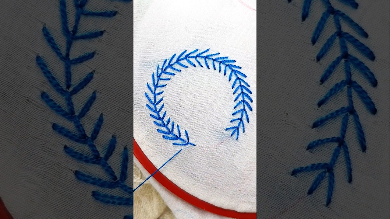 Hand embroidery fly stitch circle design.borderline design for dress,kameez,blouse,tops #embroidery