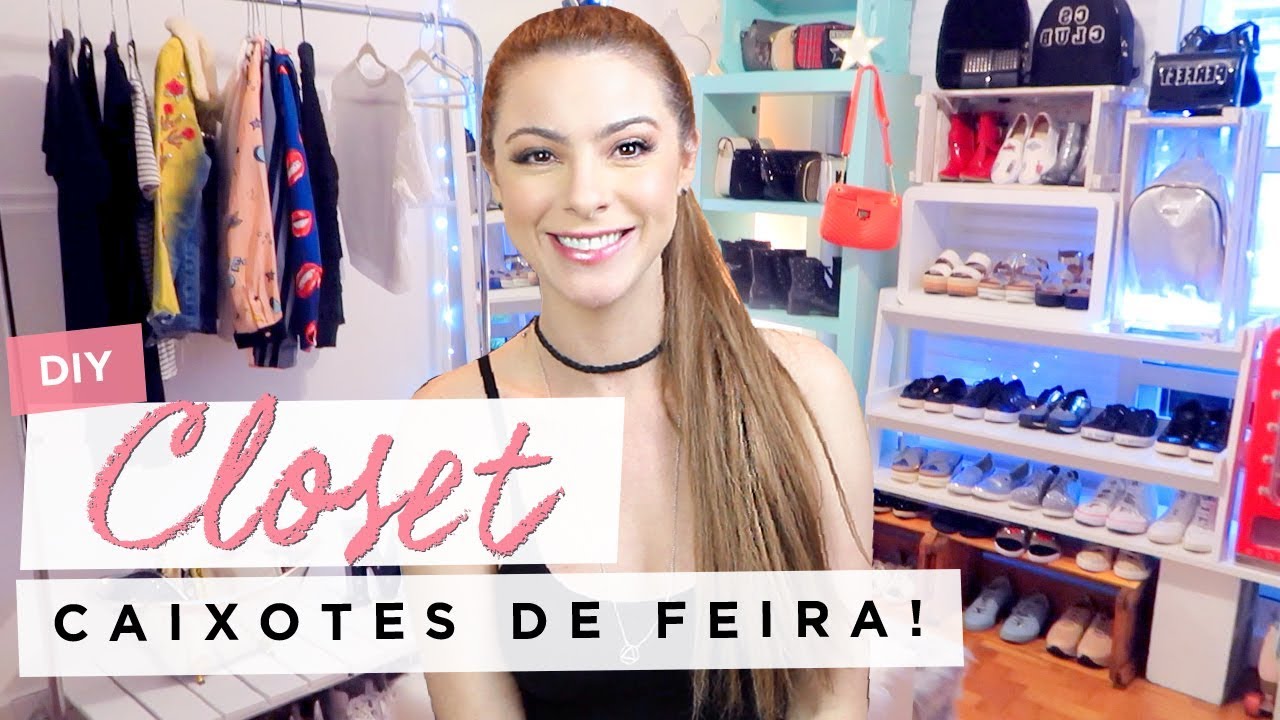 DIY :: Closet + Dicas de Organização!!! (caixotes de feira) #diy #closet #organizacao #armario
